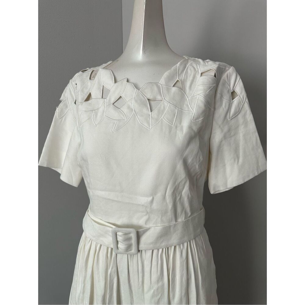 NWT SIMKHAI White Jilly Abstract Embroidery Short Sleeve Midi Dress US 4 $395 - Picture 5 of 10